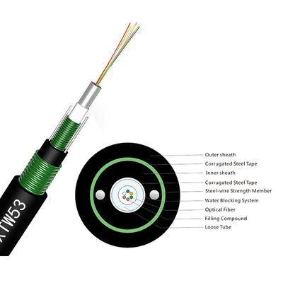 GYXTW 53 Outdoor Optical Fiber Cable 1300nm 8f 12mm Fiber Optic Displayport Cable