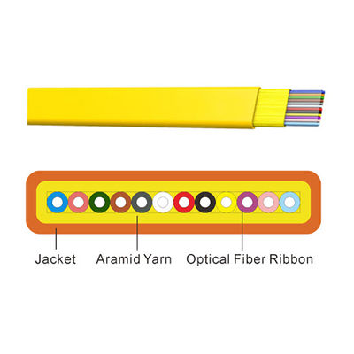 Indoor Optical Fiber Ribbon Cable 125μM GJFDBV 6 Core Fiber Optic Cable