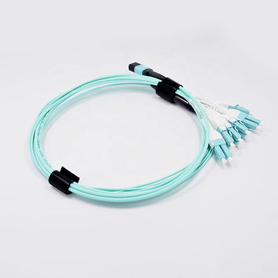 ISO9001 MTP MPO To LC Uniboot Cables Female Fanout Cables Fiber Patch Cord 12C OM3 LSZH OFNP
