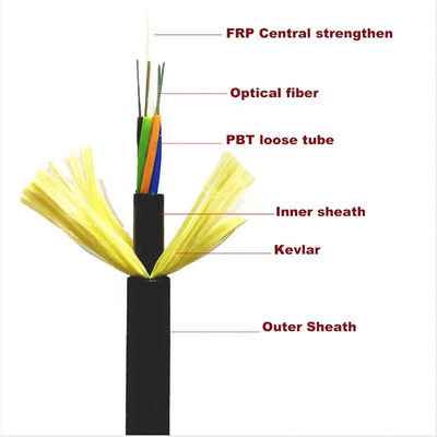 Outdoor Overhead Stranded Loose Tube Span 100m 24 Core Single Mode ADSS Aerial Fiber Optic Cable