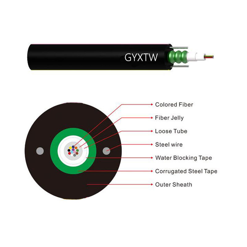 GYXTW Outdoor Optical Fiber Cable 250um 8mm Fiber Optic Underground