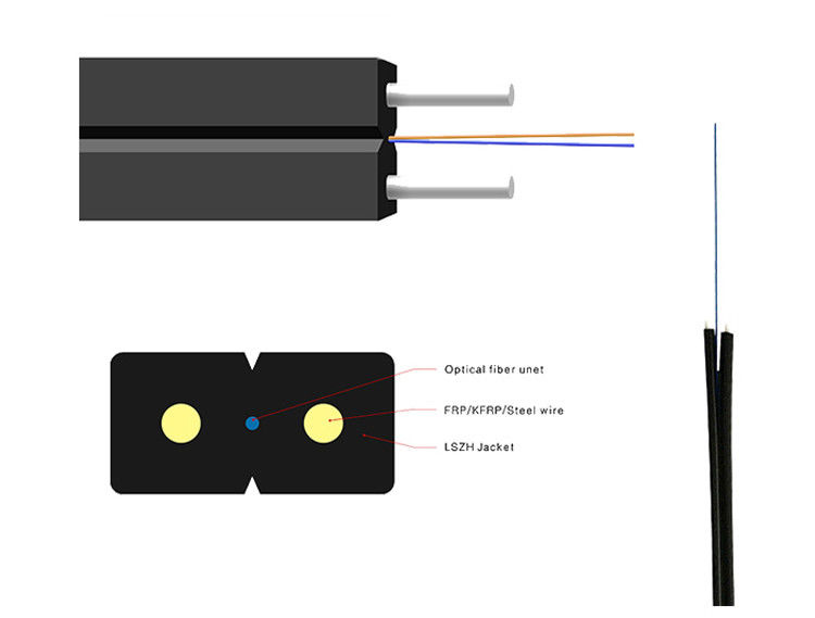 9/125 FTTH Optical Fiber Cable PVC 2 Core Fiber Optic Cable 3.0MM